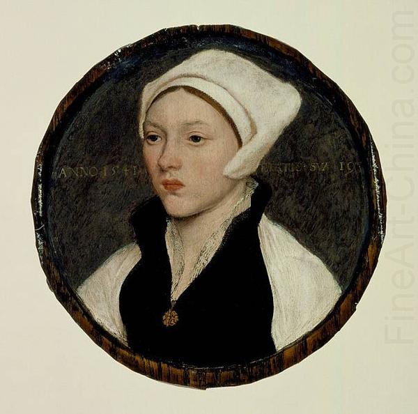 Portrait of a Young Woman with a White Coif, Hans holbein the younger